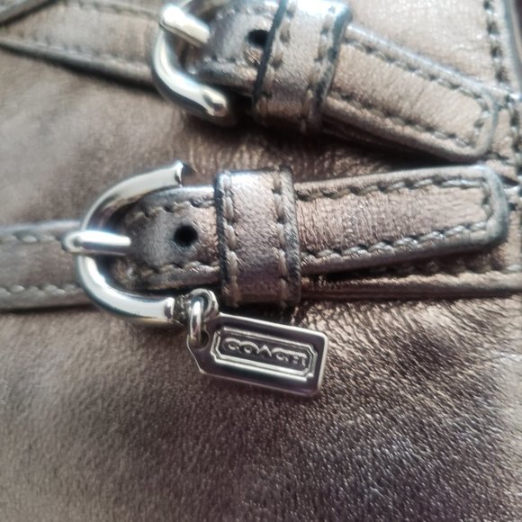 COACH Metallic Gold Flap w/Snap Wristlet-Clutch Purse - Picture 3 of 5